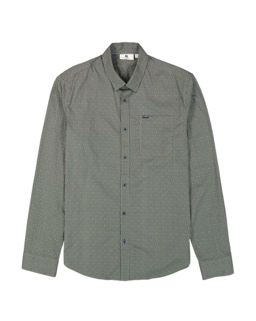 Geometric LS Shirt - Sage Green