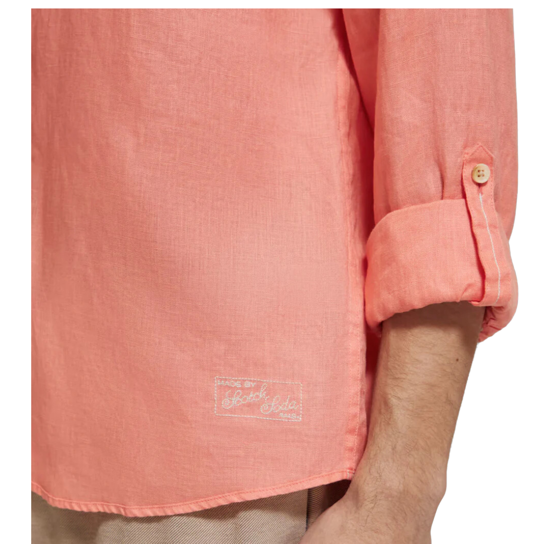 Linen shirt with roll-up sleeves