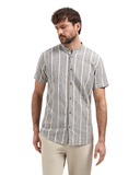 Shirt Short Sleeve - Stripe Mandarin Collar